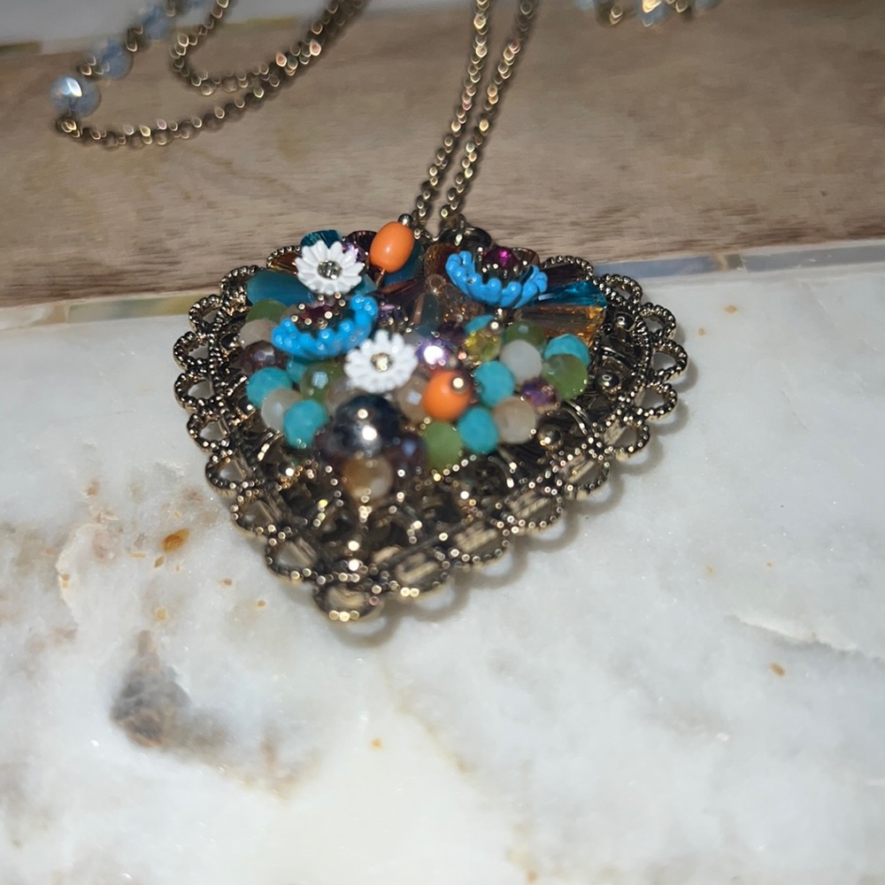Betsy’s Johnson Heart Necklace Multi Color